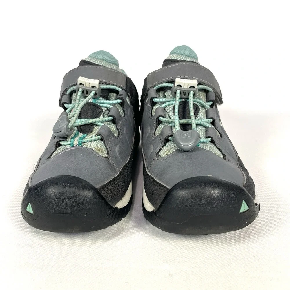 KEEN Targhee Kids 12 Waterproof Hiking Trail Shoes Gray Teal Leather
